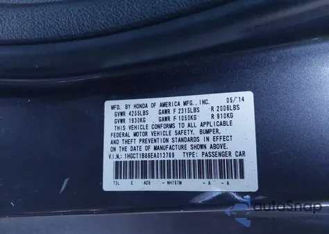 2014 Honda Accord Ex-L из США, поврежденный, VIN 1HGCT1B86EA013769